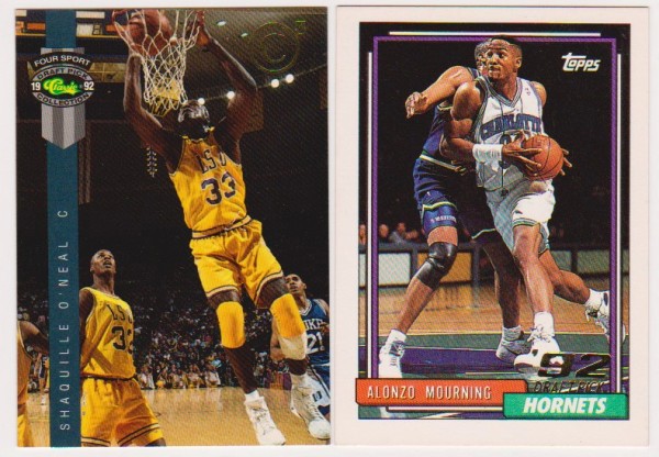 Rookies - Shaquille O'Neal 1992 Classic 4-Sport C3 #PR1 Promo + Alonzo Mourning 1992-93 Topps #393 Cards