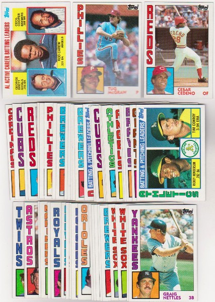 50 Different 1984 Topps Baseball Cards w/ Rod Carew/George Brett/Cecil Cooper + More
