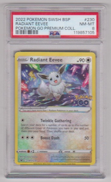 Graded PSA NM-MT 8 - Radiant Eevee 2022 Pokemon Sword & Shield Black Star Promo #SWSH230 Card