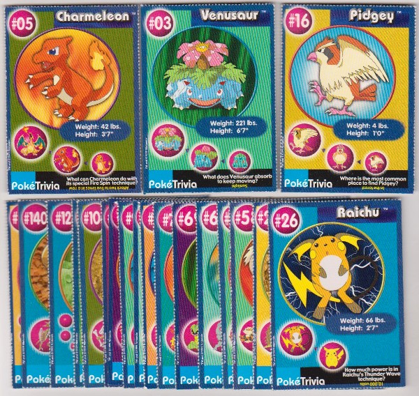 20 Different 1999 Pokemon Master Trainer Cards From Burger King Set w/ Charmeleon + More