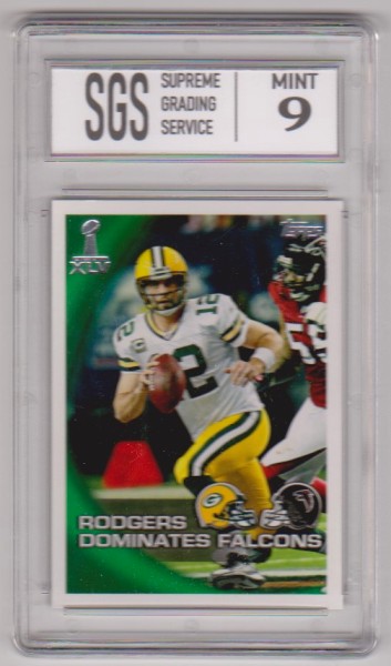 Graded Mint 9 - Aaron Rodgers 2011 Topps Super Bowl  XLV #SBXLV-22 Card