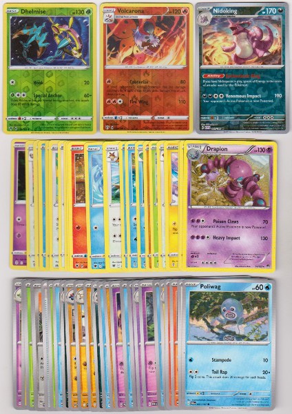 50 Different Pokemon Trading Cards w/ 3 REVERSE HOLOS + More