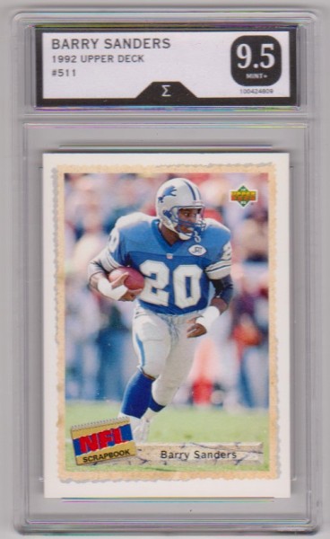 Graded Sigma Mint+ 9.5 - Barry Sanders 1992 Upper Deck #511 Card