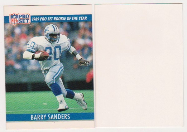 Barry Sanders 1990 Pro Set White Border Double Front Error + Blank Front Error Card Pair
