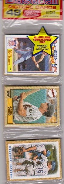 1987 Topps Baseball 49 Card Rack Pack w/ Mike Schmidt On Front