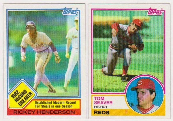 1983 Topps Rickey Henderson #2 + Tom Seaver #580 Card Pair