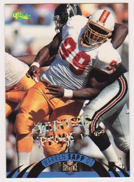 Only 499 Exist - Warren Sapp 1996 Classic NFL Experience Printers Proof #119 Insert Rookie Card