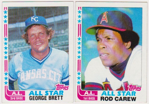 1982 Topps George Brett #549 + Rod Carew #547 Card Pair 