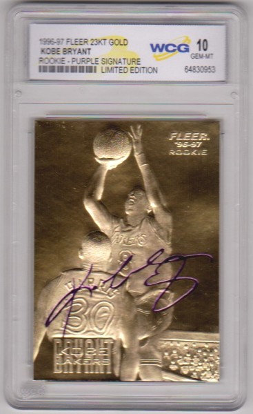 Rookie Graded Gem Mint 10 - Kobe Bryant 1996-97 Fleer w/ Purple Signature 23 Kt Gold Card