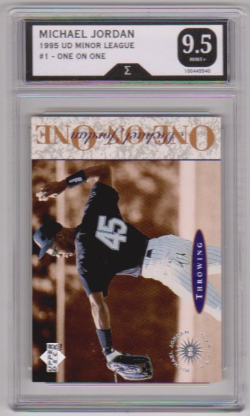 Graded Sigma Mint+ 9.5 - Michael Jordan 1995 Upper Deck Minor League One On One #1 Insert Card