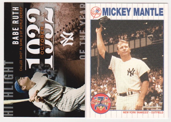 Babe Ruth + Mickey Mantle Baseball Card Pair