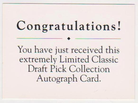 Signed - Pat Falloon 1991 Classic Draft Picks Certified Autographed ...
