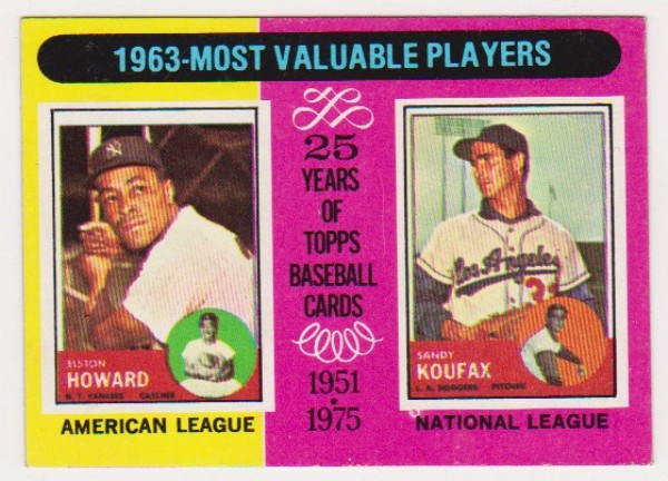1975 Topps Elston Howard/Sandy Koufax #201 Card