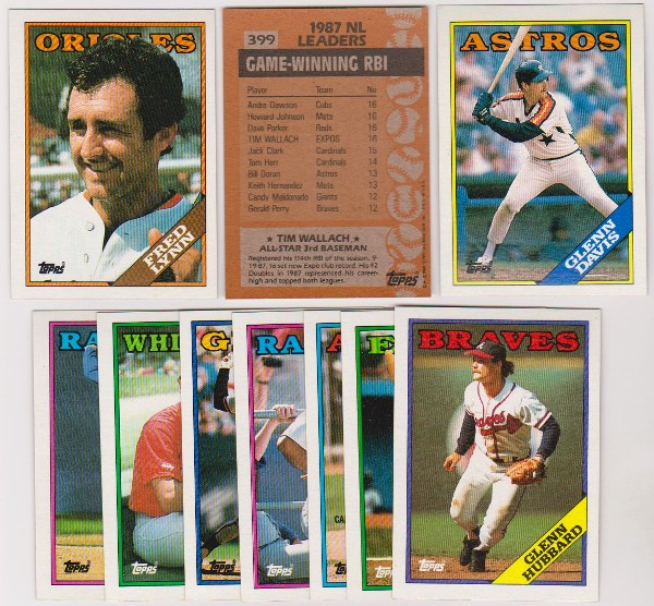 ERROR LOT - 10 Assorted 1988 Topps Baseball Wrong Back Errors w/ Fred Lynn + More