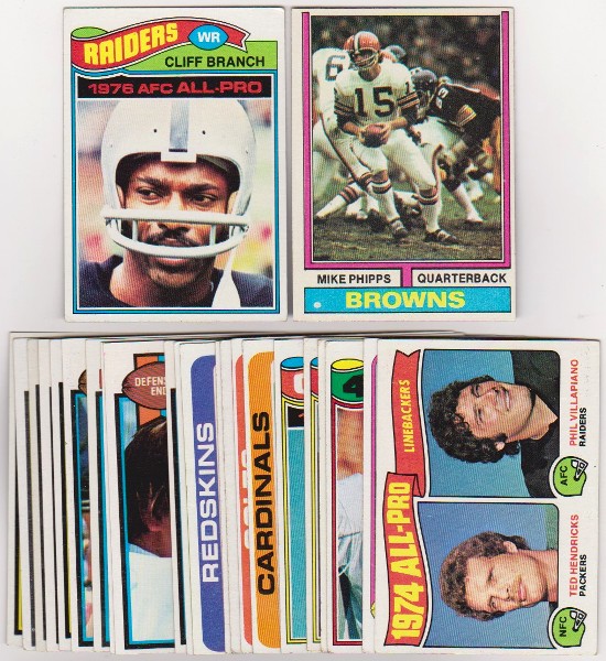24 Different 1970's Topps Football Cards (1974-1979) w/ Cliff Branch+ More