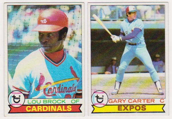  1979 Topps Lou Brock #665 + Gary Carter #520 Card Pair - HOF'ers