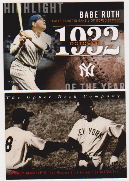 Babe Ruth + Mickey Mantle Baseball Card Pair