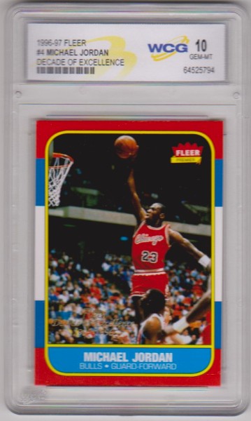 Graded Gem Mint 10 - Michael Jordan 1996-97 Fleer Decade Of Excellence #4 Insert Card