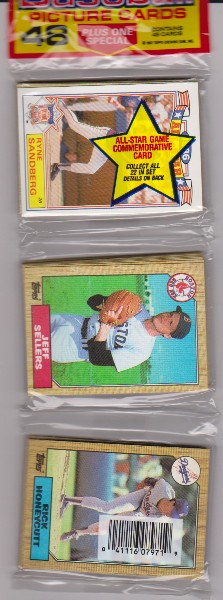 1987 Topps Baseball 49 Card Rack Pack w/ Ryne Sandberg On Front