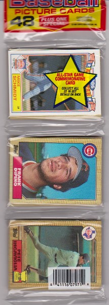 1987 Topps Baseball 49 Card Rack Pack w/ Mike Schmidt On Front