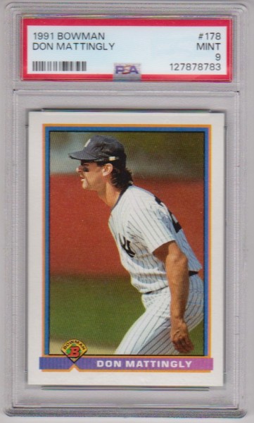 Graded PSA Mint 9 - Don Mattingly 1991 Bowman #178 Card