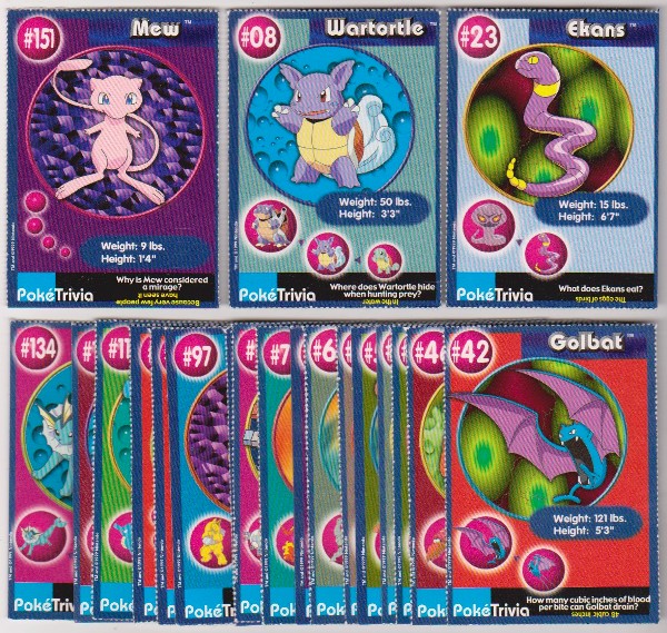 20 Different 1999 Pokemon Master Trainer Cards From Burger King Set w/ Mew + More