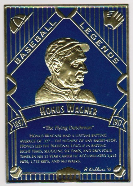 1993 Legendary Foils Honus Wagner Sculpted Card With COA
