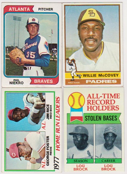 4 Different 1970's Topps Baseball Stars/Hall Of Famers w/ Lou Brock + More