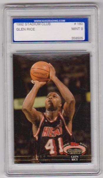 Graded Mint 9 - Glen Rice 1992-93 Stadium Club #180 Card