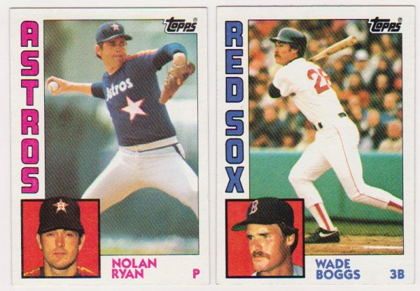 1984 Topps Nolan Ryan #470 + Wade Boggs #30 Card Pair