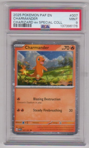 Graded PSA Mint 9 - Charmander 2025 Pokemon Paldean Fates EN Charizard EX Special Coll. #007 Card