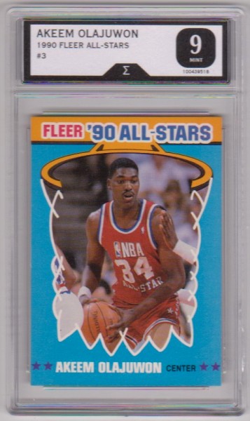 Graded Sigma Mint 9  - Hakeem "Akeem" Olajuwon 1990 Fleer All-Stars #3 Card