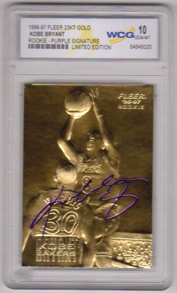 Rookie Graded Gem Mint 10 - Kobe Bryant 1996-97 Fleer w/ Purple Signature 23 Kt Gold Card