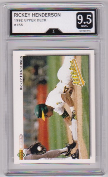 Graded Sigma Mint+ 9.5 - Rickey Henderson 1992 Upper Deck #155 Card