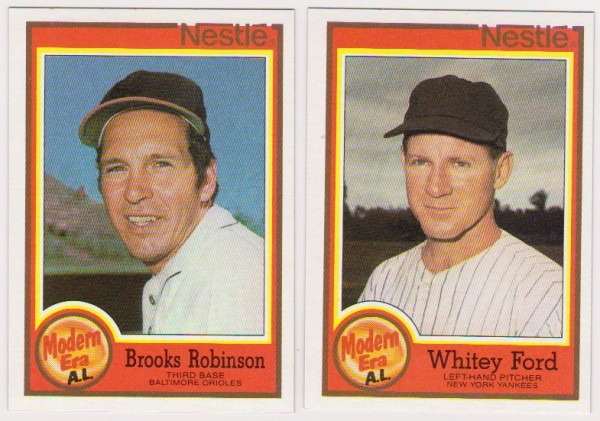 1987 Topps Nestle Brooks Robinson #14 + Whitey Ford #21 Card Pair - HOF'ers
