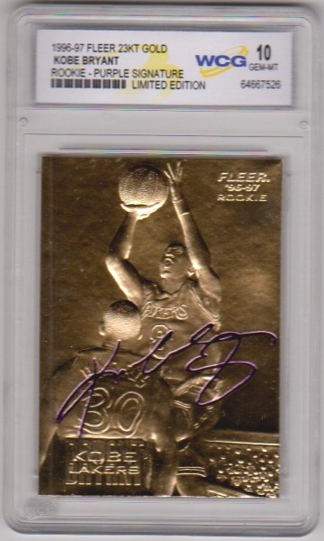 Rookie Graded Gem Mint 10 - Kobe Bryant 1996-97 Fleer w/ Purple Signature 23 Kt Gold Card