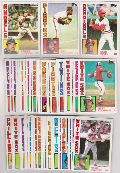 50 Different 1984 Topps Baseball Cards w/ Reggie Jackson + More