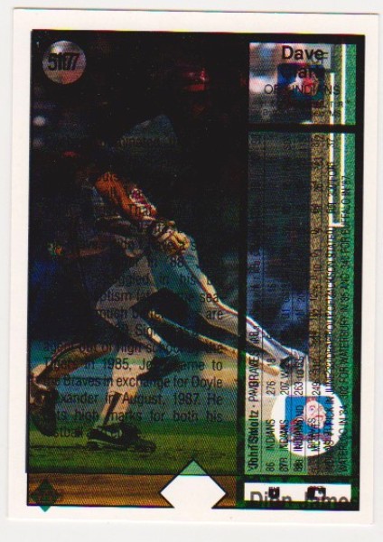 Error - John Smoltz 1989 Upper Deck Rookie w/ Clark/James Triple Print Back - Rare Misprint