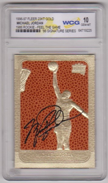 Graded Gem Mint 10 - Michael Jordan 1996-97 Fleer Feel The Game '86 Signature Series 23 Kt Gold Card