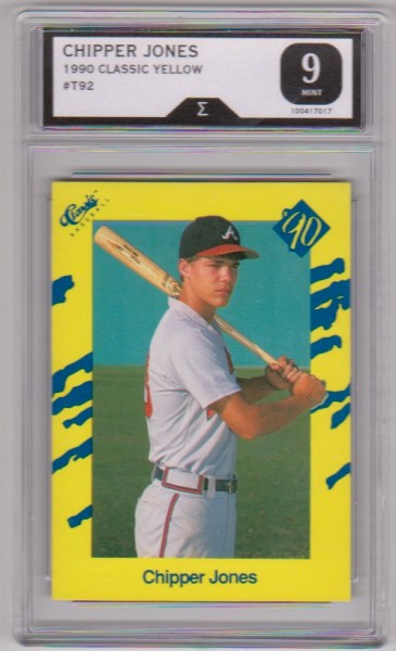 Graded Sigma Mint 9  - Chipper Jones 1990 Classic #T92 Rookie Card