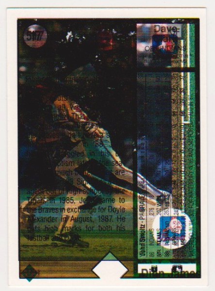 Error - John Smoltz 1989 Upper Deck Rookie w/ Clark/James Triple Print Back - Rare Misprint