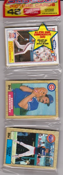  1987 Topps Baseball 49 Card Rack Pack w/ Darryl Strawberry On Front