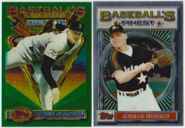 1993 Topps Finest Roger Clemens #104 + Craig Biggio #119 Card Pair