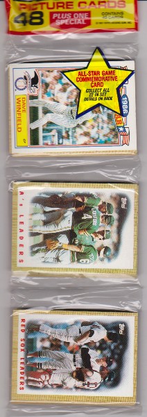 1987 Topps Baseball 49 Card Rack Pack w/ Dave Winfield On Front