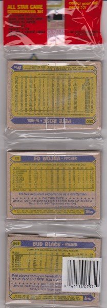 1987 Topps Baseball 49 Card Rack Pack w/ Pete Rose On Back