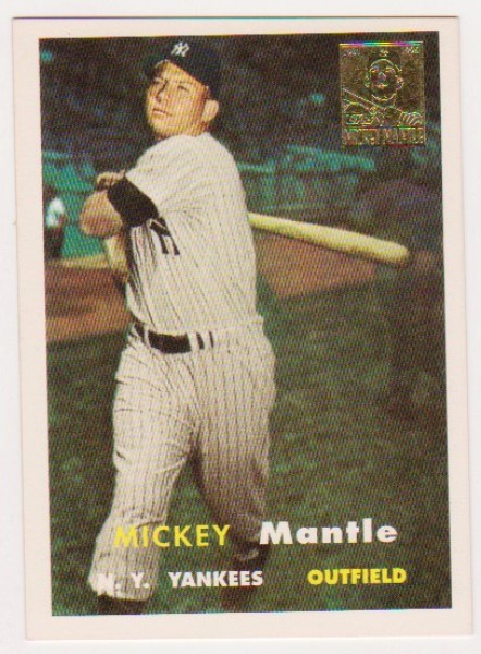 Mickey Mantle 1957 Topps #95 Commemorative Card - 1996 Topps #7 of 19 Insert Card