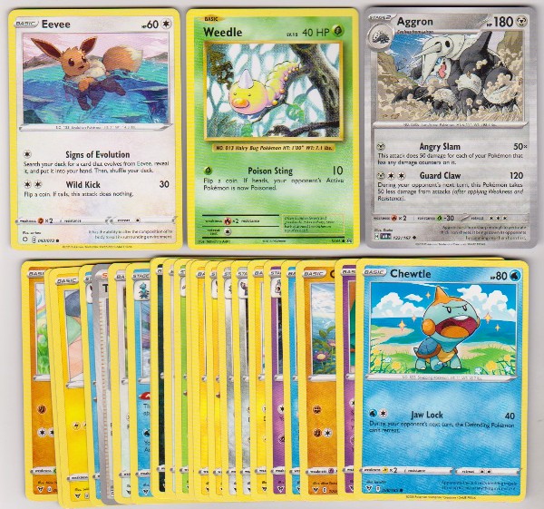 25 Different Pokemon Trading Cards w/ Eevee + More