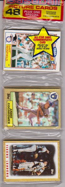1987 Topps Baseball 49 Card Rack Pack w/ Dave Winfield On Front
