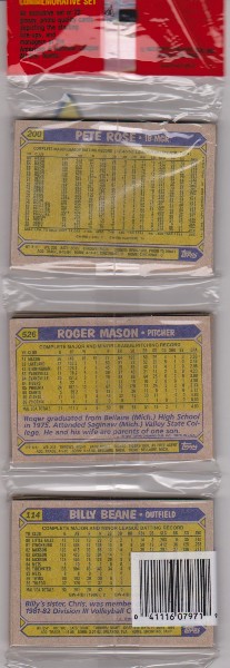 1987 Topps Baseball 49 Card Rack Pack w/ Pete Rose On Back