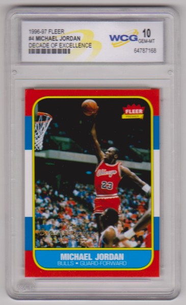 Graded Gem Mint 10 - Michael Jordan 1996-97 Fleer Decade Of Excellence #4 Insert Card